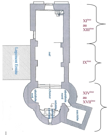 Plan de l'intérieur de la chapelle de Tanya